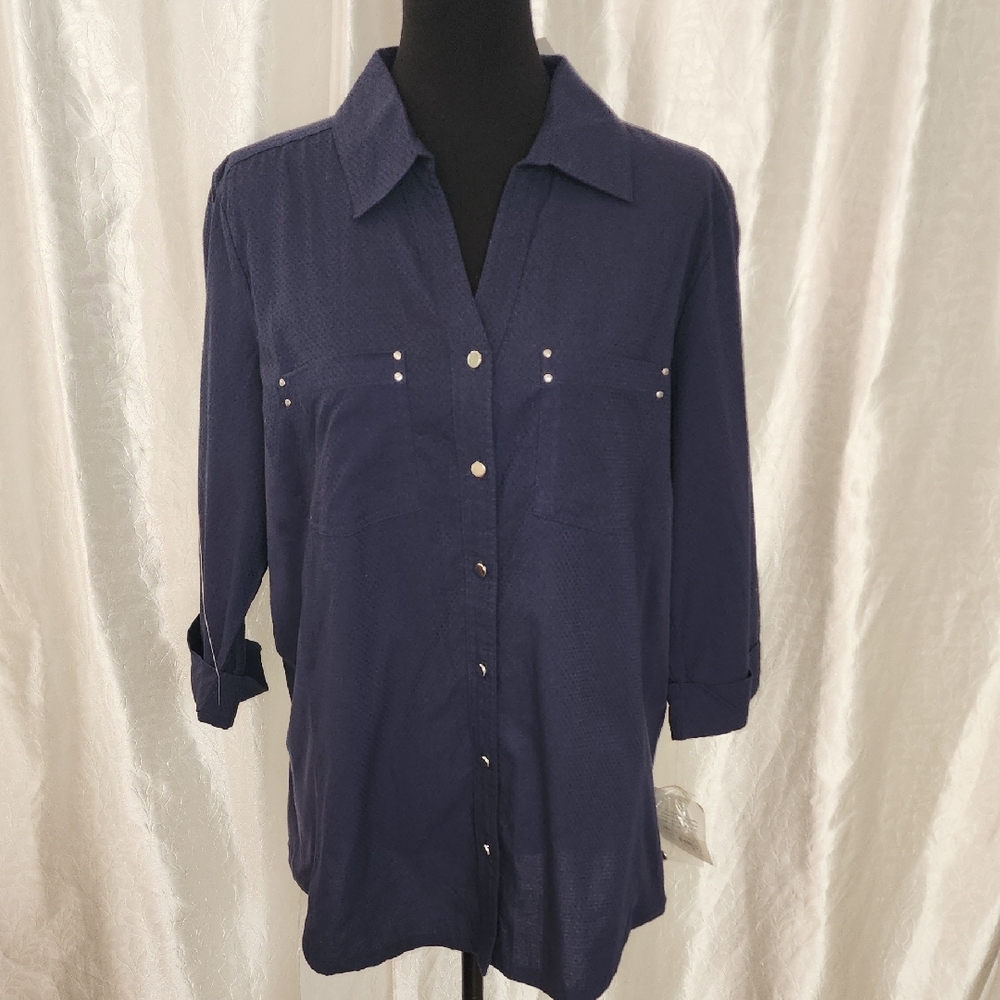 Navy Button-Up Shirt